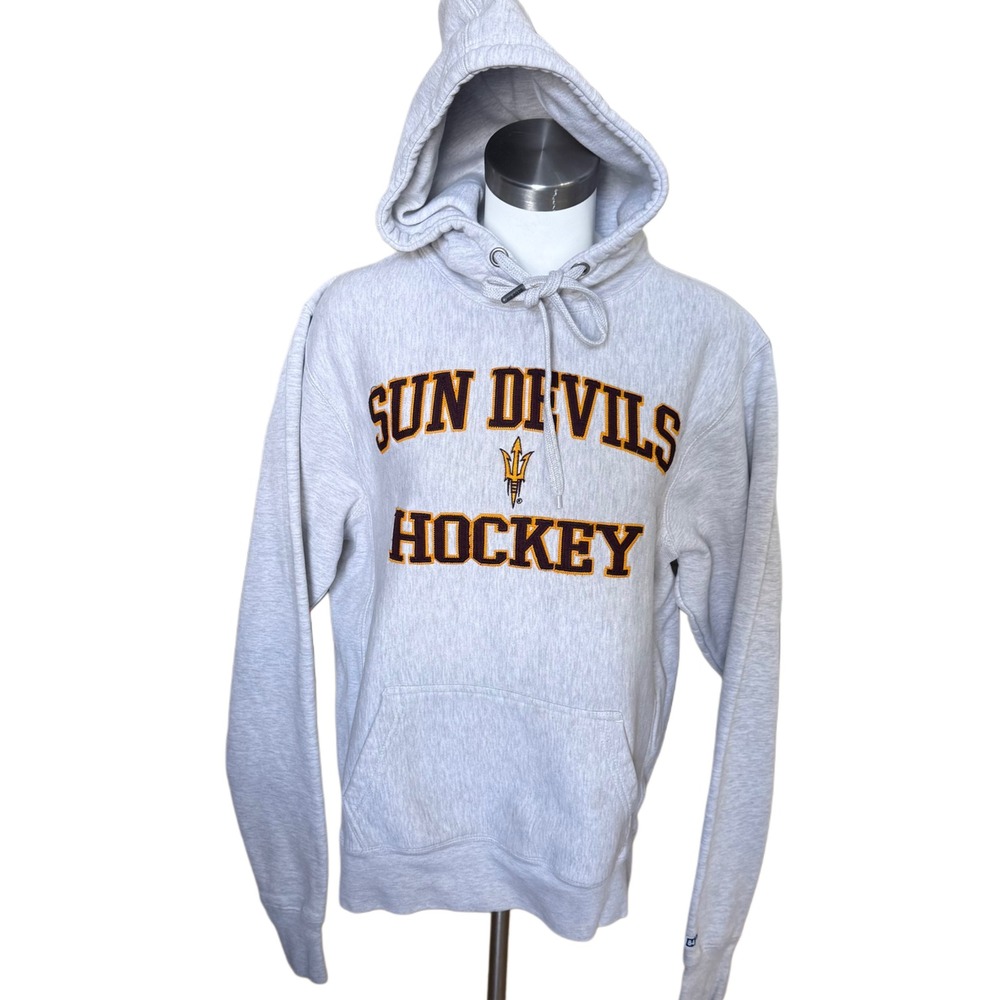 Blue 84 Gray Arizona State Sun Devils Hockey Pullover Hoodie Size MEDIUM